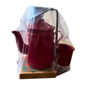 kit decorativo bule, coador e xícara